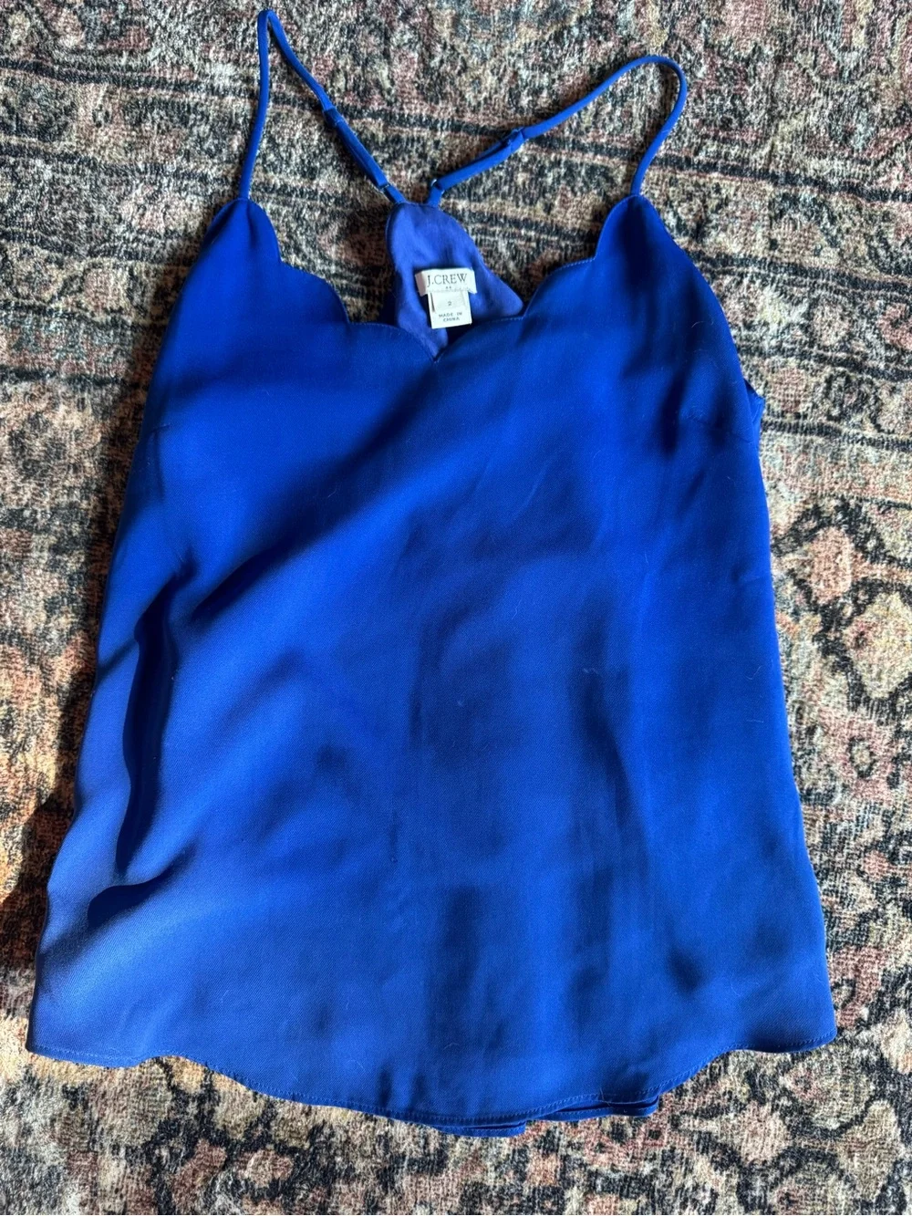 Jcrew Scallop Trim Royal Blue Spaghetti Tanktop